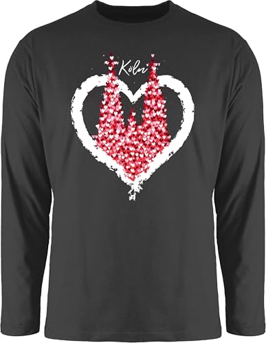 Langarmshirt Herren Langarm Shirt - & Fasching - Kölner Dom Köln Rot Weiss Karneval I Kölle I Fastnacht I Fasnacht I Fasnet - XL - Schwarz - weiß Faschings Oberteile Karnevals un Oberteil von Shirtracer
