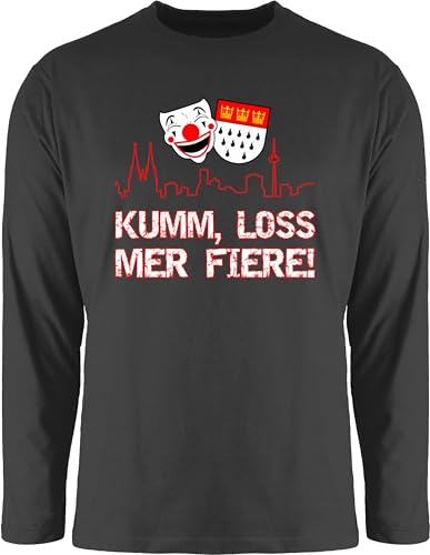 Langarmshirt Herren Langarm Shirt - & Fasching - Kumm Loss mer fiere Kölle Alaaf I Köln Wappen Karneval I Karnevalskostüm Clown - 3XL - Schwarz - kölner Langarm-t-Shirt mit Clown-Print von Shirtracer