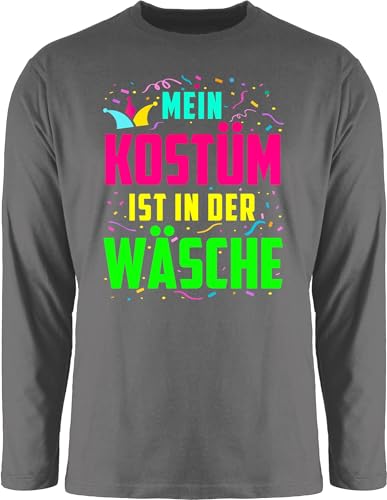 Langarmshirt Herren Langarm Shirt - Karneval & Fasching - Mein Kostüm ist in der Wäsche I Fastnacht I Fasnacht I Fasnet - 3XL - Dunkelgrau - Oberteil Faschings Oberteile Karnevals bunt Tshirt von Shirtracer
