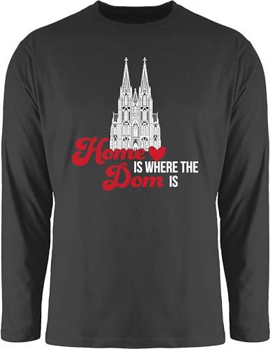Langarmshirt Herren Langarm Shirt - Karneval & Fasching - Home is Where The Dom is Köln I - XXL - Schwarz - mit Faschings Oberteile Karnevals kölner Oberteil faschingsshirt fassenacht Shirts von Shirtracer