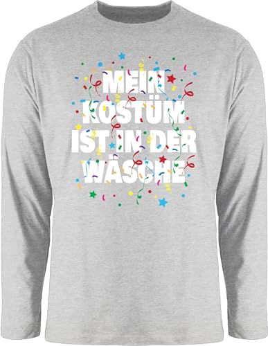 Langarmshirt Herren Langarm Shirt - Karneval & Fasching - Mein Kostüm ist in der Wäsche Konfetti I Fastnacht I Fasnacht I Fasnet - XXL - Grau meliert - Karnevals t-Shirts Faschings Oberteile von Shirtracer