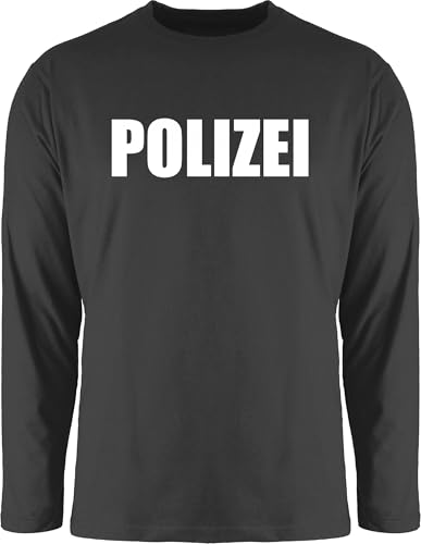 Langarmshirt Herren Langarm Shirt - Karneval & Fasching - Polizei I Polizeiuniform I Polizist I Polizeikostüm I SEK Polizistin I Police I SWAT - L - Schwarz - Oberteil Faschings Oberteile Karnevals von Shirtracer