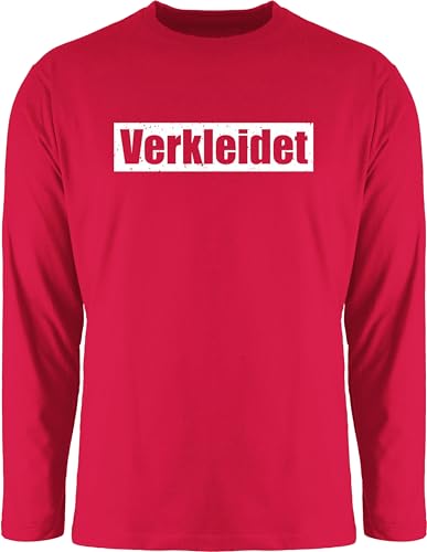 Langarmshirt Herren Langarm Shirt - Karneval & Fasching - Verkleidet Schriftzug - weiß - M - Rot - Faschings Oberteile Karnevals Oberteil faschingsshirt fassenacht Shirts Karneval-Klamotten von Shirtracer