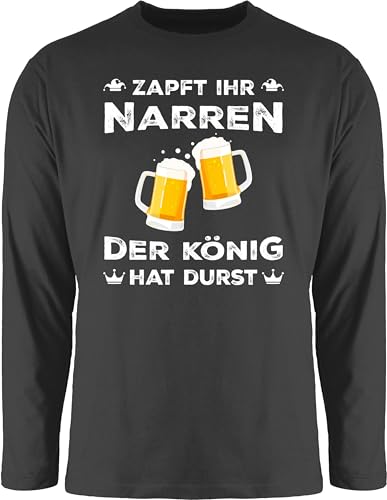 Langarmshirt Herren Langarm Shirt - Karneval & Fasching - Zapft Ihr Narren der König hat Durst I Biertrinker Geschenk Lustig I Trinksprüche Bierzelt Feiern I Saufen witzige Geschenke Männer - XXL von Shirtracer