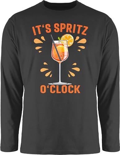 Langarmshirt Herren Langarm Shirt - Karneval & - Its Spritz o Clock I Lustiges Geschenk Aperol Spritz Kostüm Fasching Aperol Geschenkidee - 3XL - Schwarz - Faschings Oberteile Karnevals aparol von Shirtracer