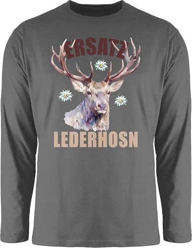Langarmshirt Herren Langarm Shirt - Kompatibel Oktoberfest - Ersatz Lederhosn | Lustiges Volksfest Design mit Hirsch | Witziges Motiv ohne Tracht - L - Dunkelgrau - Oktoberfest-Outfits bayrische von Shirtracer