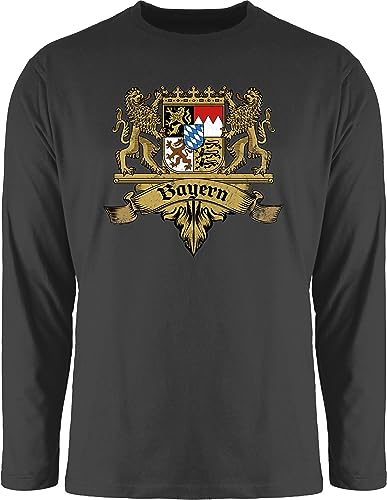 Langarmshirt Herren Langarm Shirt - Kompatibel mit Oktoberfest - Bayern Wappen Bayernland Freistaat Bayern - L - Schwarz - Bavaria t Oktoberfest-Outfits bayrische Bayern, Shirts von Shirtracer