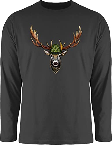 Langarmshirt Herren Langarm Shirt - Kompatibel mit Oktoberfest - Jagdhirsch Hirsch Jäger Jägerin Geschenk - M - Schwarz - trachtenshirt Oktoberfest-Outfits bayrische Jagd Shirts von Shirtracer