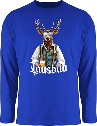 Langarmshirt Herren Langarm Shirt - Kompatibel mit Oktoberfest - Lausbua Lausbub Schlawiner Lauser Hirsch - XXL - Royalblau - Oktoberfest-Outfits bayrische Oberteile bayrischer Abend Outfit von Shirtracer