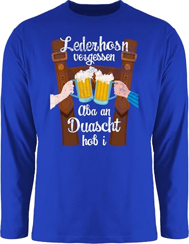 Langarmshirt Herren Langarm Shirt - Kompatibel mit Oktoberfest - Lederhosn vergessen ABA an Duascht hob i - L - Royalblau - Oktoberfest-Outfits bayrische Oberteile bayrischer Abend Outfit von Shirtracer