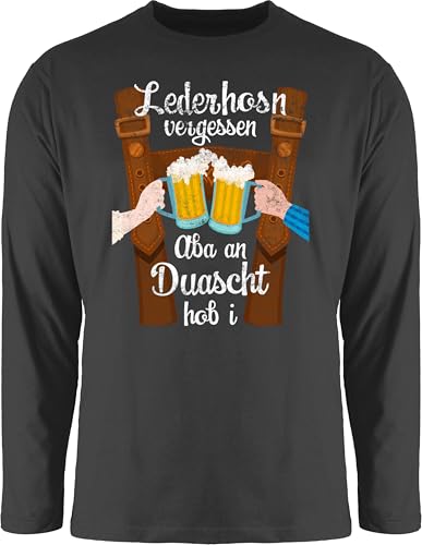 Langarmshirt Herren Langarm Shirt - Kompatibel mit Oktoberfest - Lederhosn vergessen ABA an Duascht hob i - XL - Schwarz - Oktoberfest-Outfits bayrische Oberteile bayrischer Abend Outfit Octoberfest von Shirtracer