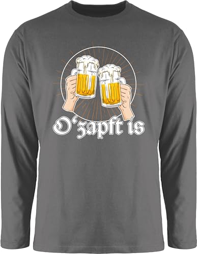 Langarmshirt Herren Langarm Shirt - Kompatibel mit Oktoberfest - O Zapft is Bier O'zapft is Anstich Es ist angezapft - 3XL - Dunkelgrau - o´zapft Oktoberfest-Outfits bayrische Oberteile von Shirtracer