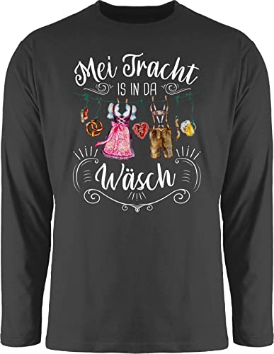 Langarmshirt Herren Langarm Shirt - Kompatibel mit Oktoberfest - MEI Tracht is in da Wäsch - 3XL - Schwarz - trachtenshirt Oktoberfest-Outfits bayrische wäsche Tshirt trachtenshirt+Herren von Shirtracer