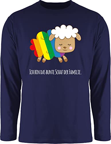 Langarmshirt Herren Langarm Shirt - LGBTQ Kleidung Pride Flag - Ich Bin das Bunte Schaf der Familie - weiß - XL - Navy Blau - Outfit LGBT buntes langarmherrenshirt CSD Lesbian Regenbogen Tshirt von Shirtracer
