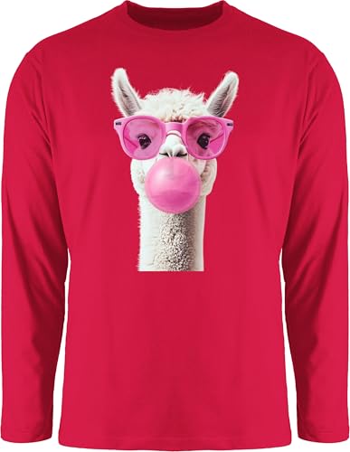 Langarmshirt Herren Langarm Shirt - Lama - Cooles Alpaka Geschenk Alpakas I - 3XL - Rot - Motiv mit Motiven von Shirtracer