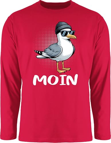 Langarmshirt Herren Langarm Shirt - Moin Geschenk Coole Möwe I Moinsen Geschenkidee maritim I Ostsee I Nordsee I Moinzen - M - Rot - Maritime von Shirtracer