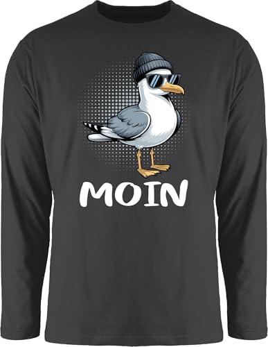 Langarmshirt Herren Langarm Shirt - Moin Geschenk Coole Möwe I Moinsen Geschenkidee maritim I Ostsee I Nordsee I Moinzen - XL - Schwarz - Maritime von Shirtracer