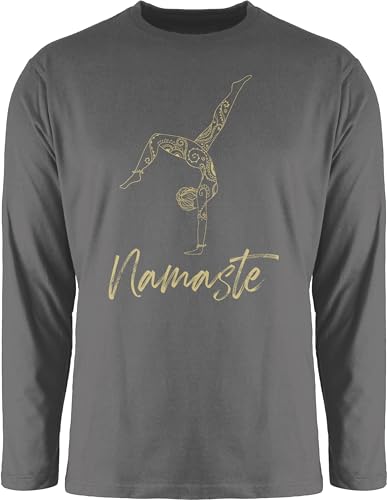 Langarmshirt Herren Langarm Shirt - Namaste Yoga Handstand Mandala Meditation - L - Dunkelgrau - Longsleeve Joga Oberteil Geschenke Fans für Alles Motiven mit Motiv Langarmshirt Herren Langarm Shirt - Namaste Yoga Handstand Mandala Meditation - L - Dunkelgrau - Longsleeve Joga Oberteil Geschenke Fans für Alles Motiven mit Motiv von Shirtracer