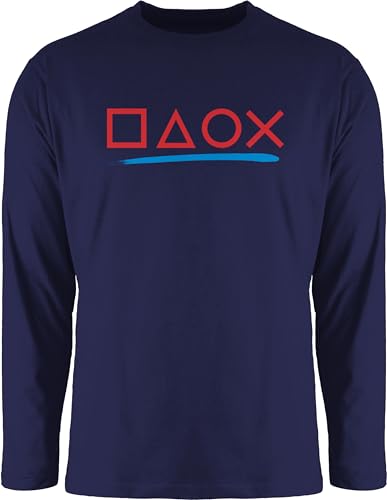Langarmshirt Herren Langarm Shirt - Nerd Geschenke - Gamer - bunt - S - Navy Blau - Games Geeks Outfit zocker Tshirt Geschenk zocken Geek Shirts Geschenk+für+zocker Nerds Longsleeve nerdgeschenk von Shirtracer