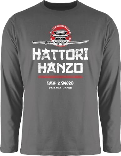 Langarmshirt Herren Langarm Shirt - Nerd Geschenke - Hattori Hanzo Sushi & Sword Vintage - XL - Dunkelgrau - Geeks Outfit zocker Tshirt Geschenk zocken Gamer Geschenk+für+zocker Geek Nerds von Shirtracer