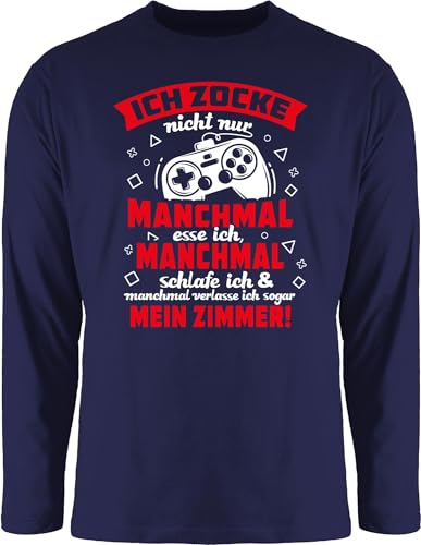 Langarmshirt Herren Langarm Shirt - Nerd Geschenke - Ich zocke Nicht nur - S - Navy Blau - Geeks Outfit zocker Geschenk zocken Gamer Geschenk+für+zocker Geek Nerds nerdgeschenk Gaming nerdige von Shirtracer