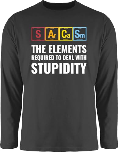 Langarmshirt Herren Langarm Shirt - Nerd Geschenke - Sarcasm - The Elements Required to Deal with Stupidity - M - Schwarz - Geeks Outfit zocker Chemie Geschenk zocken Gamer Geschenk+für+zocker Geek von Shirtracer
