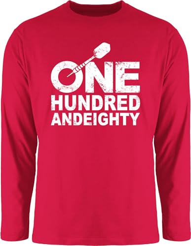 Langarmshirt Herren Langarm Shirt - One Hundred and Eighty - weiß - XXL - Rot - Sport Dart Darts von Shirtracer
