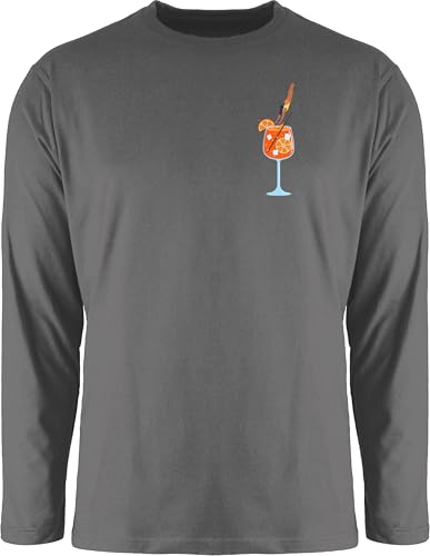 Langarmshirt Herren Langarm Shirt - Party & Alkohol - Aperol Spritz | Italy | Italien | Malle | Aperoli | Fasching | Karneval - L - Dunkelgrau - shirtherren Sauf Glas Longsleeve Alki Tshirt Saufen von Shirtracer