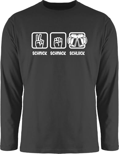 Langarmshirt Herren Langarm Shirt - Party & Alkohol - Schnick Schnack Schluck I Schere Stein Papier I JGA Trinksprüche Malle I Alkoholliebe I Saufen Geschenk Bierliebhaber I Trink Spruch - L von Shirtracer
