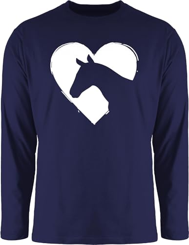 Langarmshirt Herren Langarm Shirt - Pferde - Herz mit Pferdekopf - XXL - Navy Blau - Pferd pferdeliebhaber pferdemotiv reiten pferdespruch REIT pferdefans pferdesprüchen pferdezubehör Reiter von Shirtracer