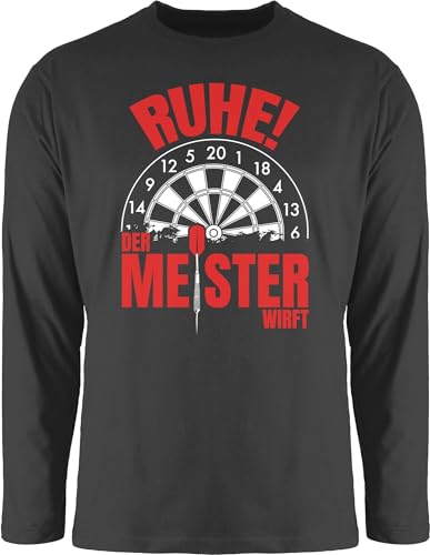 Langarmshirt Herren Langarm Shirt - Ruhe! Der Meister wirft - 3XL - Schwarz - Sport Dart Darts darten Ruhe »Ruhe! jetzt von Shirtracer