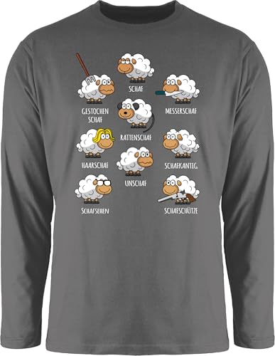 Langarmshirt Herren Langarm Shirt - Schafe Schäfchen Schäfer Schaf Sheep Schafbauer Lustig Witzig - M - Dunkelgrau - Tiere schafen unschaf Tshirt mit gestochen Longsleeve Motiv von Shirtracer