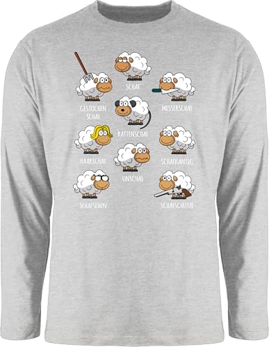Langarmshirt Herren Langarm Shirt - Schafe Schäfchen Schäfer Schaf Sheep Schafbauer Lustig Witzig - XL - Grau meliert - Tiere schafen unschaf Tshirt mit gestochen Longsleeve Motiv von Shirtracer