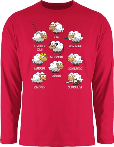 Langarmshirt Herren Langarm Shirt - Schafe Schäfchen Schäfer Schaf Sheep Schafbauer Lustig Witzig - XL - Rot - Tiere schafen unschaf Tshirt mit gestochen Longsleeve Motiv von Shirtracer