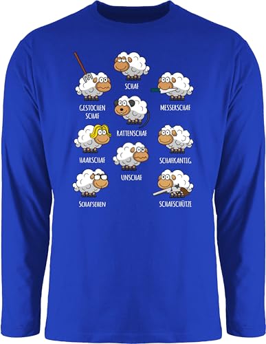 Langarmshirt Herren Langarm Shirt - Schafe Schäfchen Schäfer Schaf Sheep Schafbauer Lustig Witzig - XXL - Royalblau - Tiere schafen unschaf Tshirt mit gestochen Longsleeve Motiv von Shirtracer
