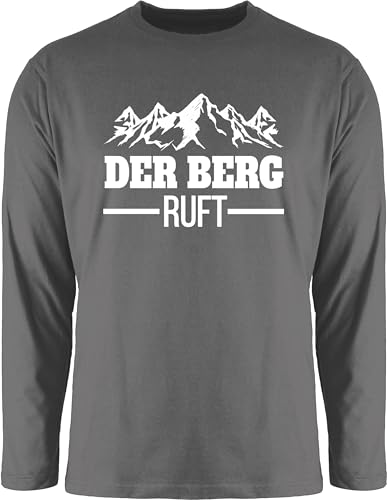 Langarmshirt Herren Langarm Shirt - Skiurlaub Apres Ski - Der Berg Ruft - 3XL - Dunkelgrau - t-Shirts Sport Skifahrer ruf Tshirt t Longshirt skioutfit Berge Longsleeve Skifahren apre Hiking Shirts von Shirtracer