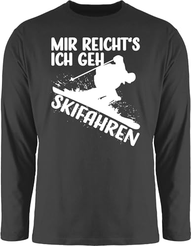 Langarmshirt Herren Langarm Shirt - Snowboard, Ski und mehr - Mir reicht's ich GEH Skifahren - weiß - XXL - Schwarz - Wintersport Skifahrer Tshirt Fahren gehe reichts von Shirtracer