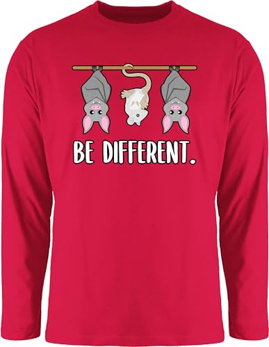 Langarmshirt Herren Langarm Shirt - Sprüche Statement - Be Different Tiere - L - Rot - mit Tieren Statements Fledermaus Tshirt Tier sprüchen￼ fledermäuse Shirts Aufschrift Spruch von Shirtracer