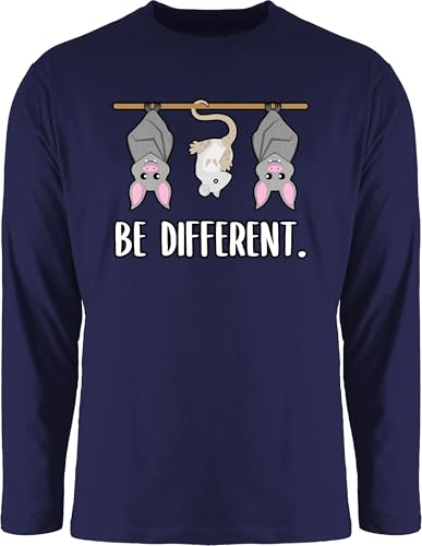 Langarmshirt Herren Langarm Shirt - Sprüche Statement - Be Different Tiere - M - Navy Blau - mit Tieren Statements Fledermaus Tshirt Tier sprüchen￼ fledermäuse Shirts Aufschrift Spruch von Shirtracer