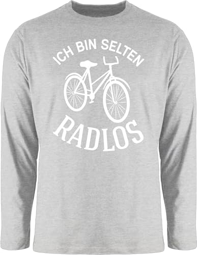 Langarmshirt Herren Langarm Shirt - Sprüche Statement - Ich Bin selten Radlos - L - Grau meliert - Radfahren Geschenk Radsport Mountainbike Fahrrad Geschenke fahr Rad fahrradmotiv .Fahrrad von Shirtracer