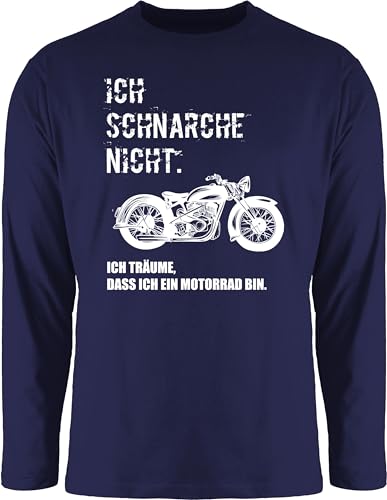 Langarmshirt Herren Langarm Shirt - Sprüche Statement - Ich schnarche Nicht. ich träume DASS ich EIN Motorrad Bin Vintage - L - Navy Blau - mit Aufschrift Biker Shirts Statements schnarch Tshirt von Shirtracer
