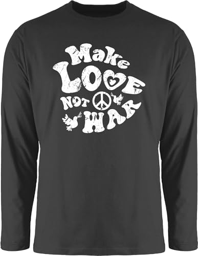 Langarmshirt Herren Langarm Shirt - Sprüche - Make Love not war Vintage I Statement Frieden - L - Schwarz - mit Aufschrift 70er Tshirt Statements Hippi Longsleeve sprüchen￼ Hippie Spruch von Shirtracer