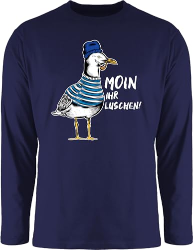 Langarmshirt Herren Langarm Shirt - Sprüche Statement - Moin Ihr Luschen - Coole Möwe - Weiß - 3XL - Navy Blau - mit Aufschrift möwen Tshirt Statements möwe, Shirts sprüchen￼ nordsee t-Shirt von Shirtracer
