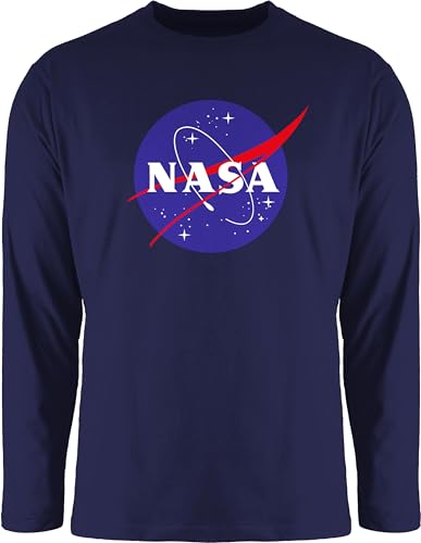 Langarmshirt Herren Langarm Shirt - Sprüche Statement - NASA Meatball Logo - XXL - Navy Blau - Space langarmherrenshirt Nerd Geschenke für zocker Patch Tshirt Geeks jungsgeschenke Geek Nerds & von Shirtracer