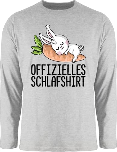 Langarmshirt Herren Langarm Shirt - Sprüche Statement - Offizielles Schlafshirt mit Hase schwarz - XL - Grau meliert - Schlaf Tshirt Spruch schlafen Oberteil Aufschrift offizieller Oberteile Shirts von Shirtracer