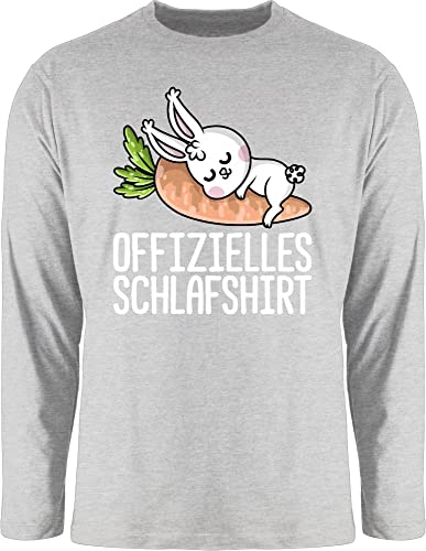 Langarmshirt Herren Langarm Shirt - Sprüche Statement - Offizielles Schlafshirt mit Hase weiß - L - Grau meliert - Aufschrift Oberteil zum schlafen Schlaf Oberteile schlafoberteil Hasen von Shirtracer