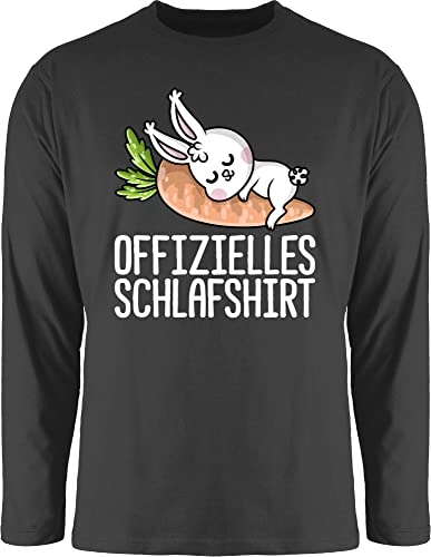 Langarmshirt Herren Langarm Shirt - Sprüche Statement - Offizielles Schlafshirt mit Hase weiß - L - Schwarz - Oberteil zum schlafen Schlaf Oberteile lustige Langer arm lustig lang schlafshirts von Shirtracer