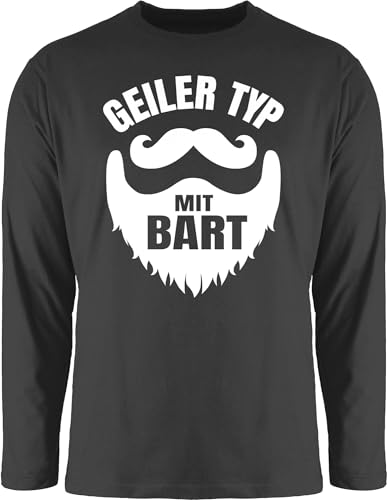 Langarmshirt Herren Langarm Shirt - Sprüche Statement Spruch - Geiler Typ mit Bart weiß - XL - Schwarz - t sprueche Tshirt t-Shirts sprüchen Longsleeve lustige spruechen Shirts Mann sprüche, von Shirtracer