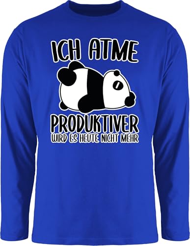 Langarmshirt Herren Langarm Shirt - Sprüche Statement Spruch - Ich atme produktiver Wird es Nicht mehr mit Panda - weiß - 3XL - Royalblau - Tshirt t sprueche atmen Shirts Langarmshirts für von Shirtracer