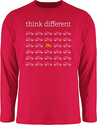 Langarmshirt Herren Langarm Shirt - Sprüche Statement - Think Different - Geschenk Fahrradfahrer Fahrradfahrerin Radfahrer Fahrradliebhaber - M - Rot - mit Aufschrift Fahrrad Tshirt Statements von Shirtracer